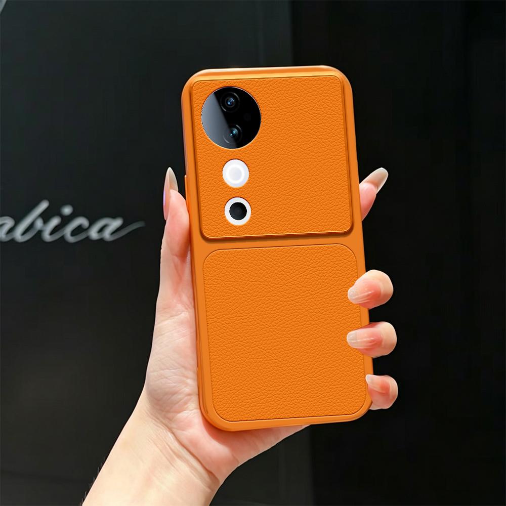 For vivo S19 Lambskin Series Skin Feel Shockproof Phone Case(Orange) - Shopkiz.com