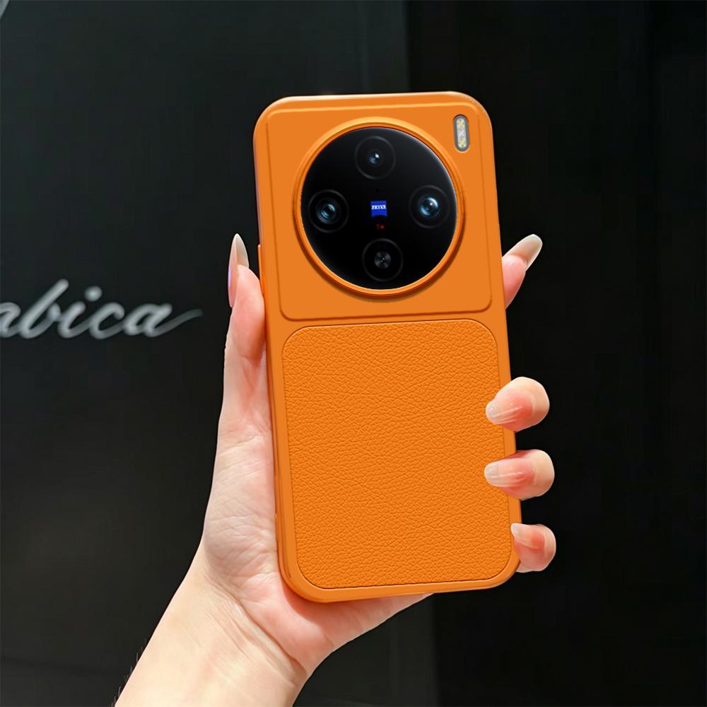 For vivo X100 Pro Lambskin Series Skin Feel Shockproof Phone Case(Orange) - Shopkiz.com