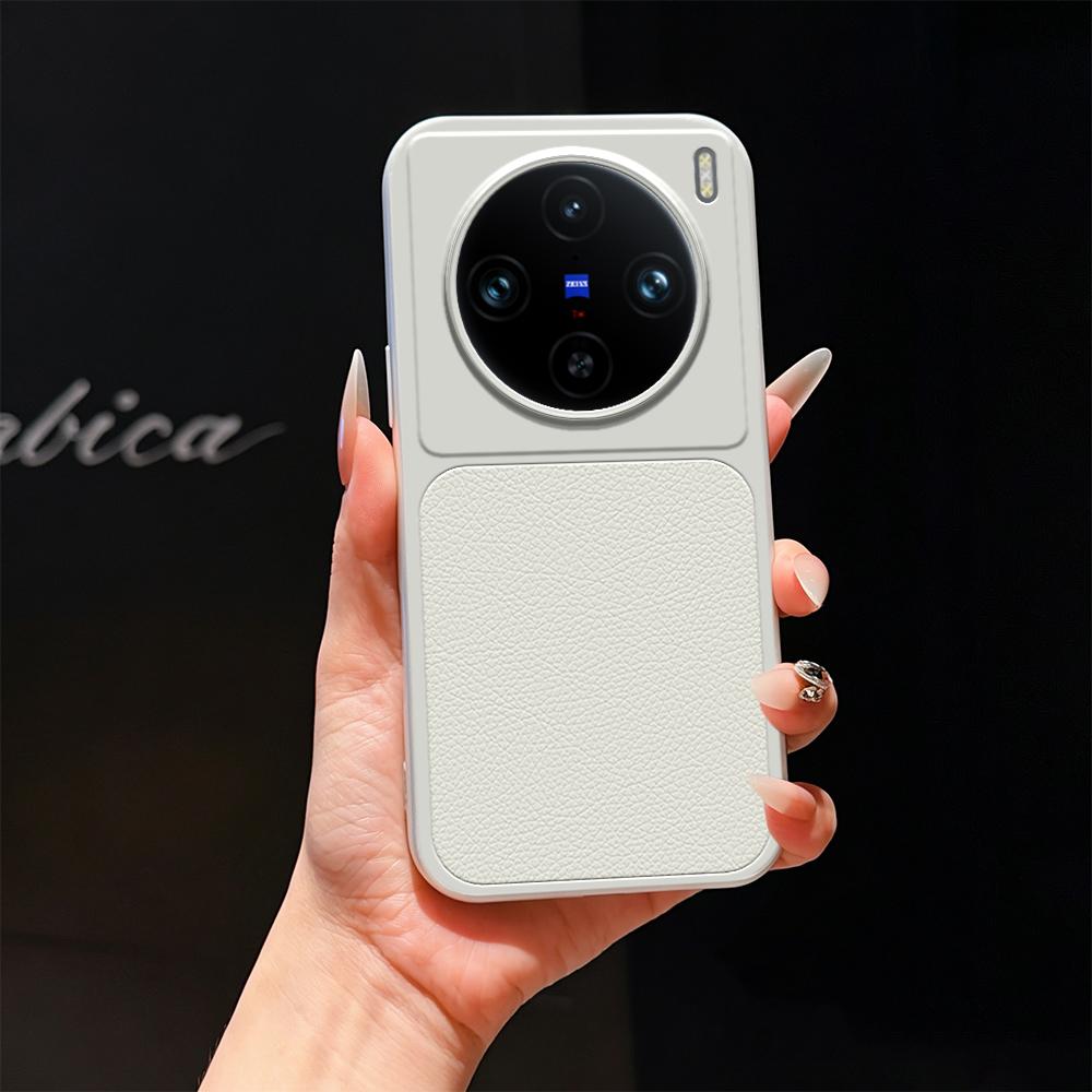 For vivo X100 Pro Lambskin Series Skin Feel Shockproof Phone Case(Silver) - Shopkiz.com