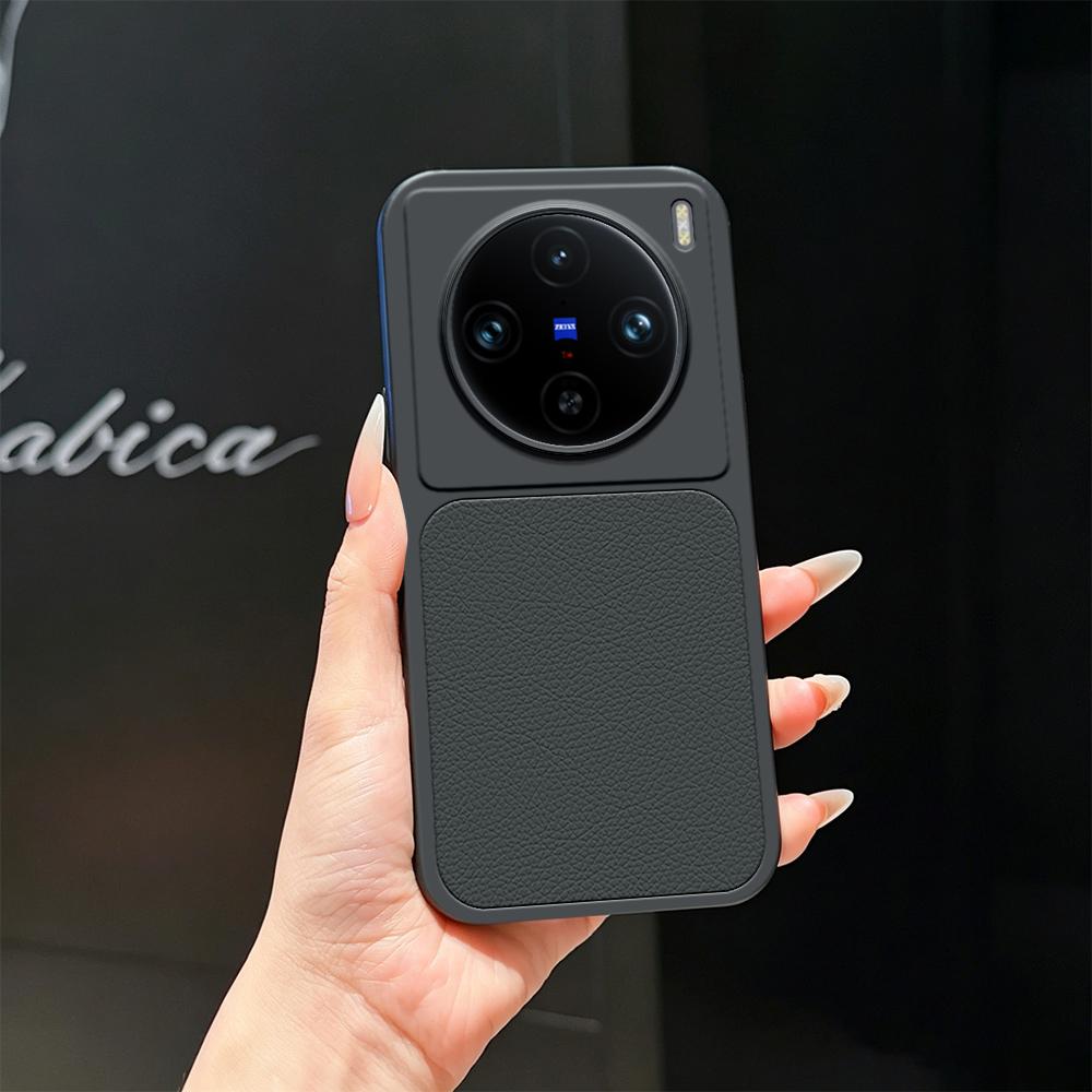 For vivo X100 Pro Lambskin Series Skin Feel Shockproof Phone Case(Black) - Shopkiz.com