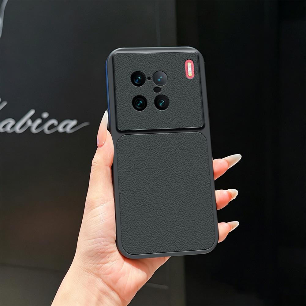 For vivo X90 Pro+ Lambskin Series Skin Feel Shockproof Phone Case(Black) - Shopkiz.com