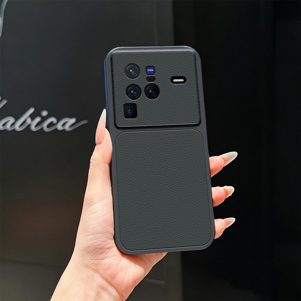 For vivo X80 Pro Lambskin Series Skin Feel Shockproof Phone Case(Black) - Shopkiz.com