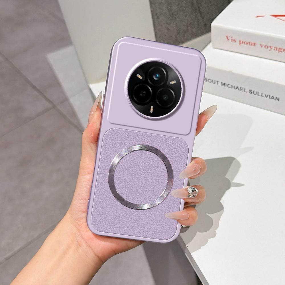For Realme 14 Pro Lambskin Series Magnetic Skin Feel Phone Case(Purple) - Shopkiz.com