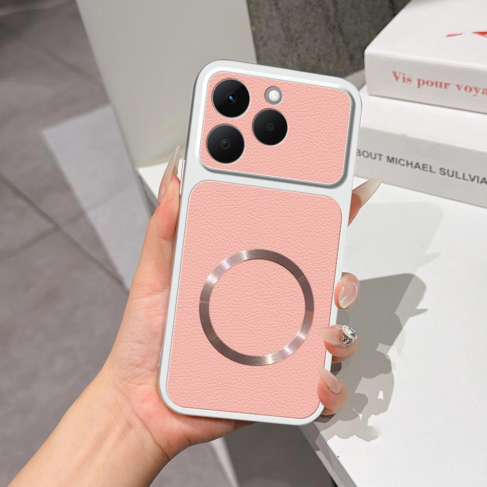 For Realme 15T 5G Lambskin Series Magnetic Skin Feel Phone Case(Pink) - Shopkiz.com