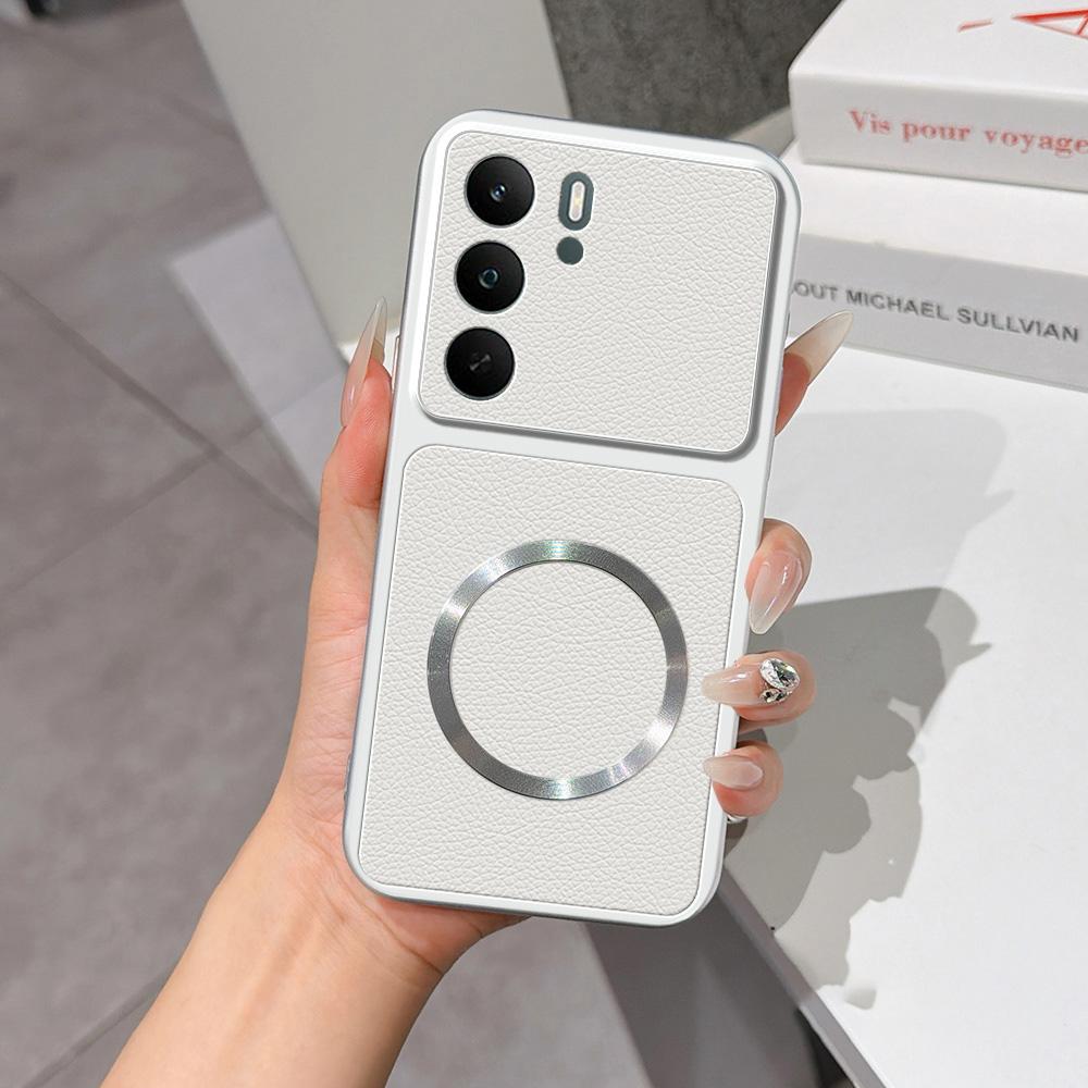 For Realme C75 5G Lambskin Series Magnetic Skin Feel Phone Case(Silver) - Shopkiz.com