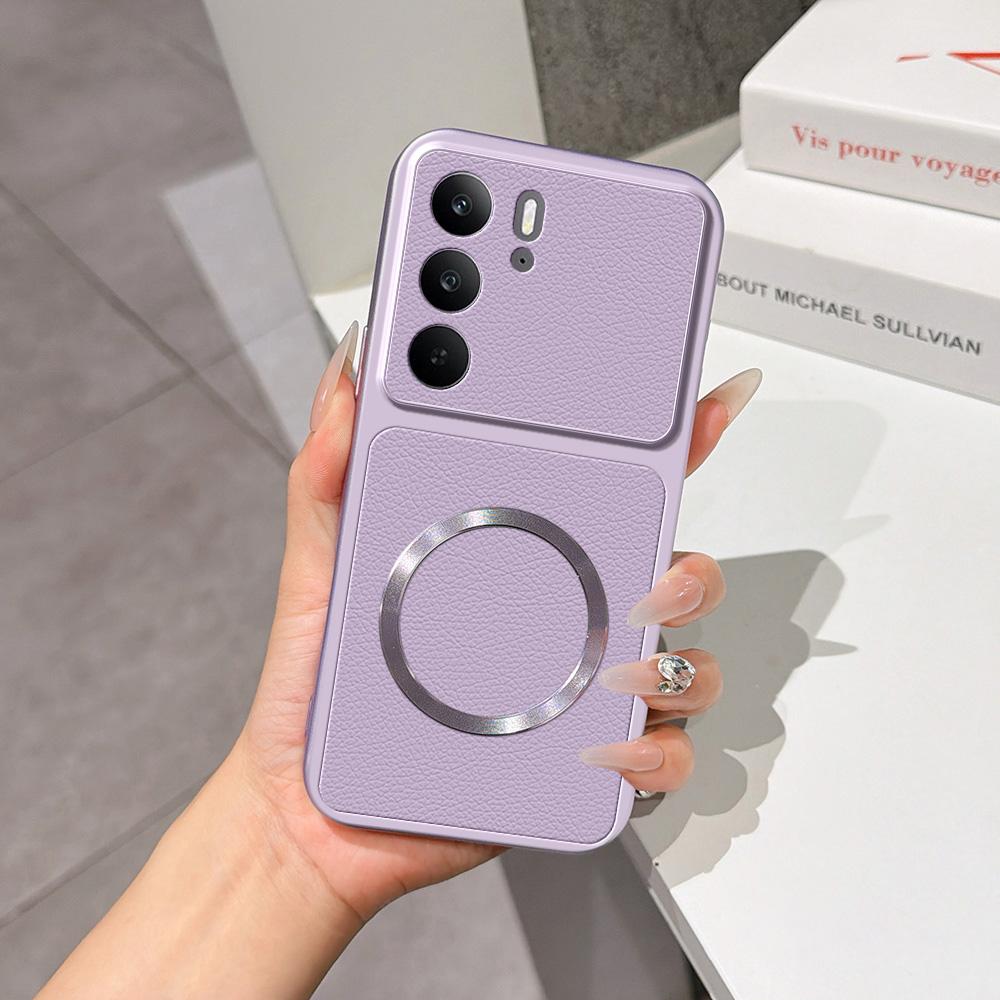 For Realme C75 4G Lambskin Series Magnetic Skin Feel Phone Case(Purple) - Shopkiz.com