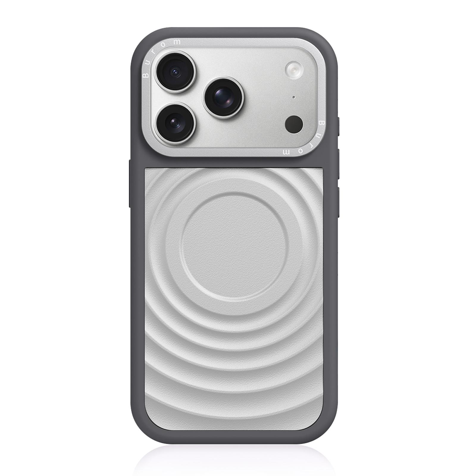 For iPhone 17 Pro Max Liquid Silicone Frame Hybrid Ripple Back Panel Magnetic Phone Case(Silver) - Shopkiz.com