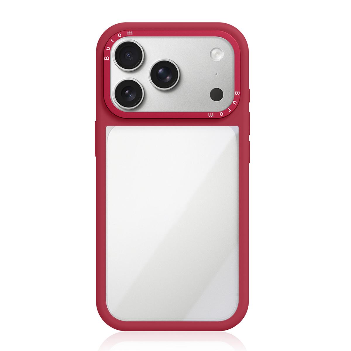 For iPhone 18 Pro Liquid Silicone Frame Hybrid Clear Acrylic Back Panel Phone Case(Red) - Shopkiz.com