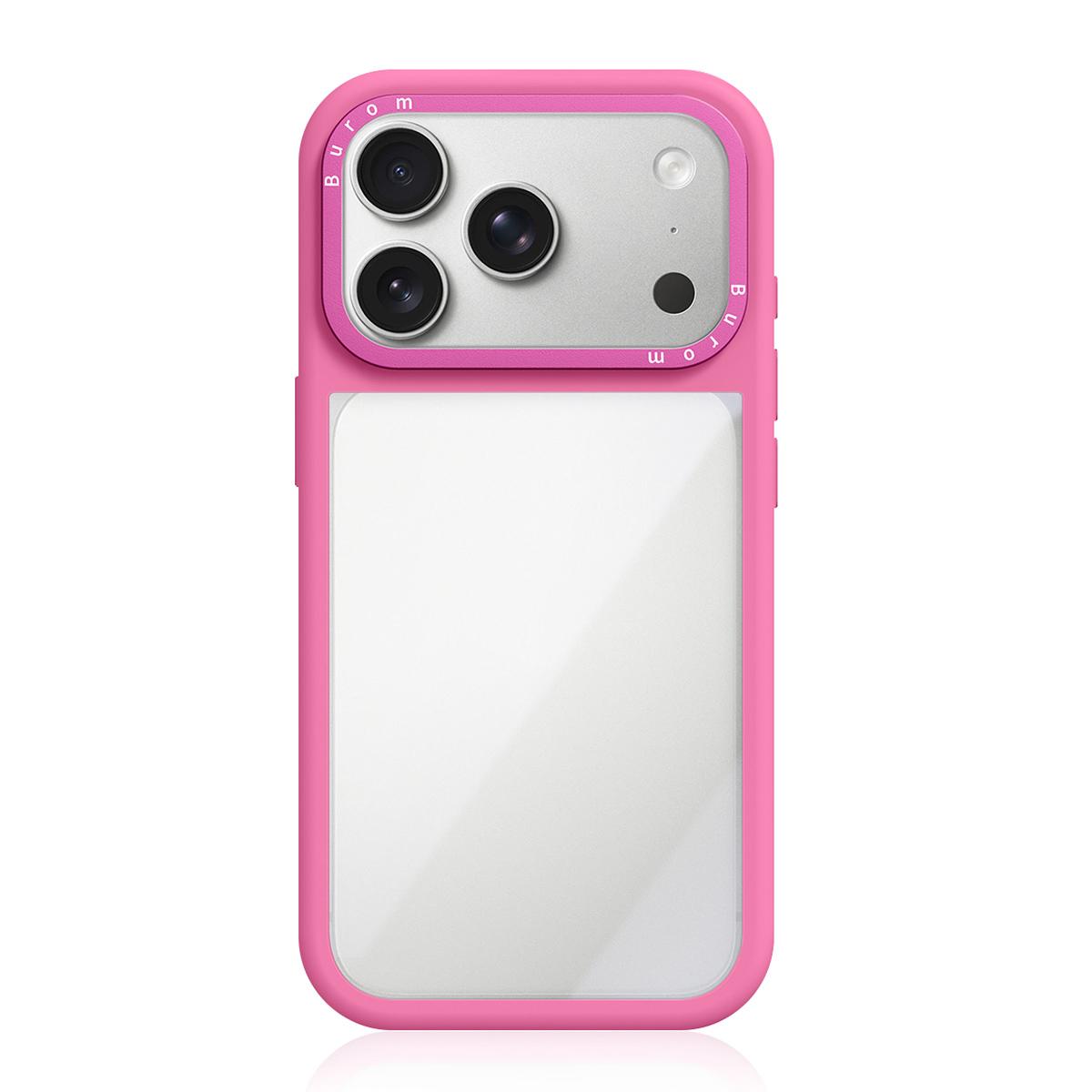 For iPhone 18 Pro Liquid Silicone Frame Hybrid Clear Acrylic Back Panel Phone Case(Rose Pink) - Shopkiz.com
