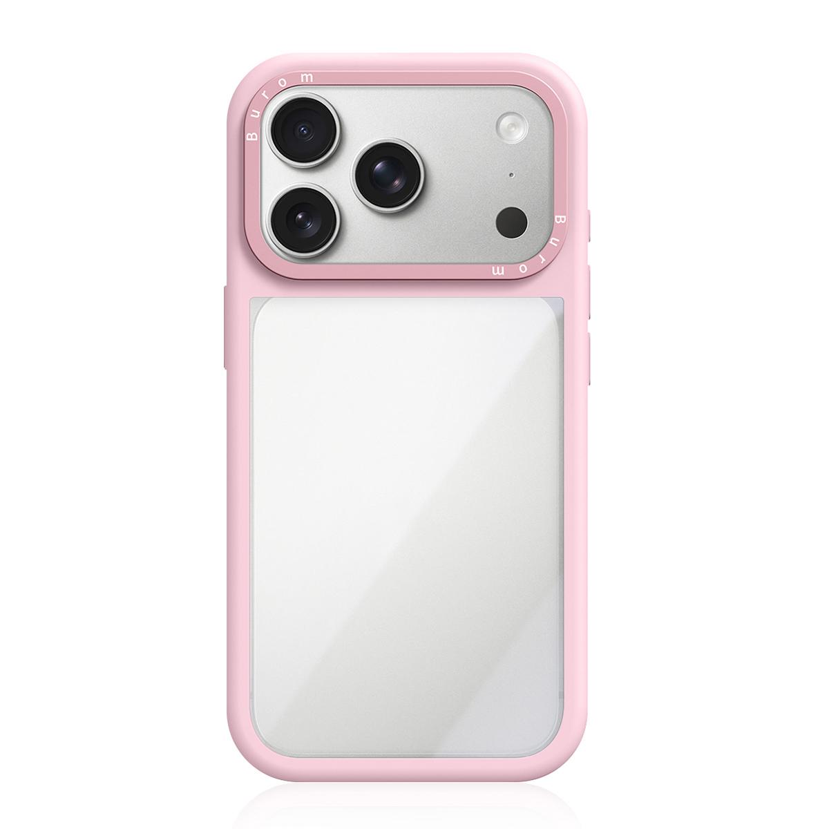 For iPhone 17 Pro Max Liquid Silicone Frame Hybrid Clear Acrylic Back Panel Phone Case(Light Pink) - Shopkiz.com