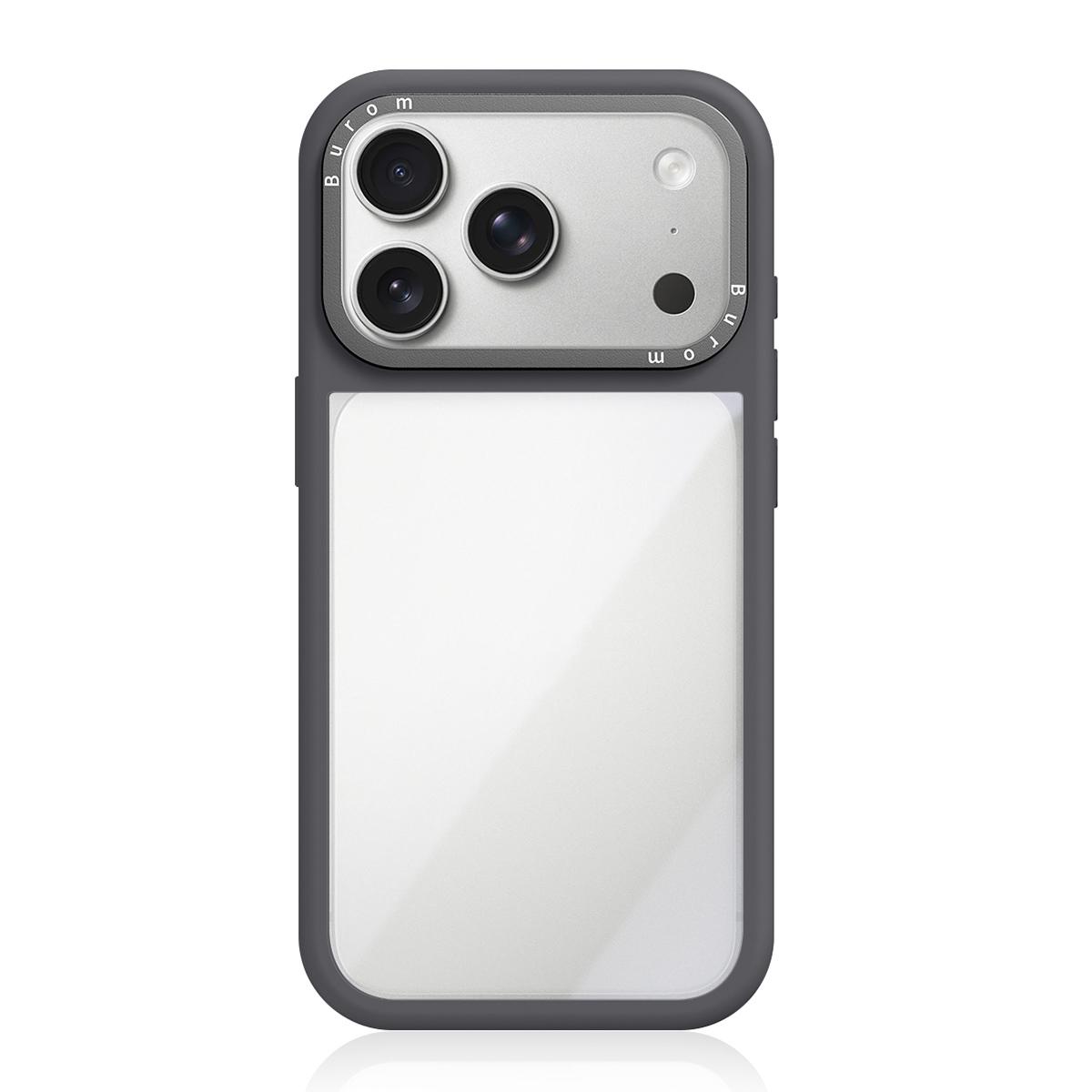For iPhone 17 Pro Liquid Silicone Frame Hybrid Clear Acrylic Back Panel Phone Case(Grey) - Shopkiz.com