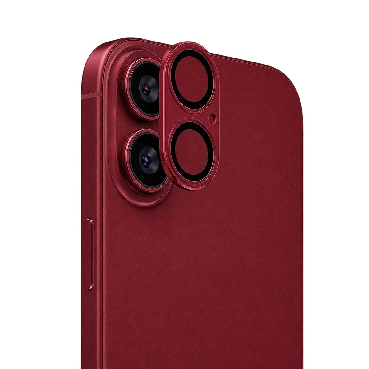 For iPhone 18 Armor Full-Coverage Frosted Metal Camera Lens Protector(Red) - Shopkiz.com