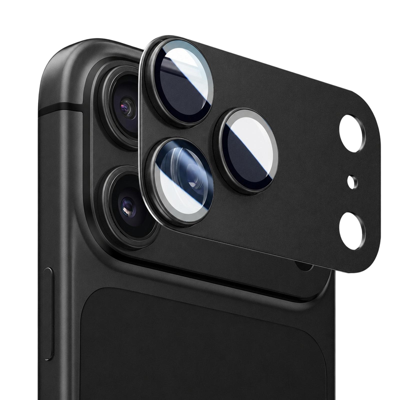 For iPhone 18 Pro Armor Full-Coverage Frosted Metal Camera Lens Protector(Black) - Shopkiz.com
