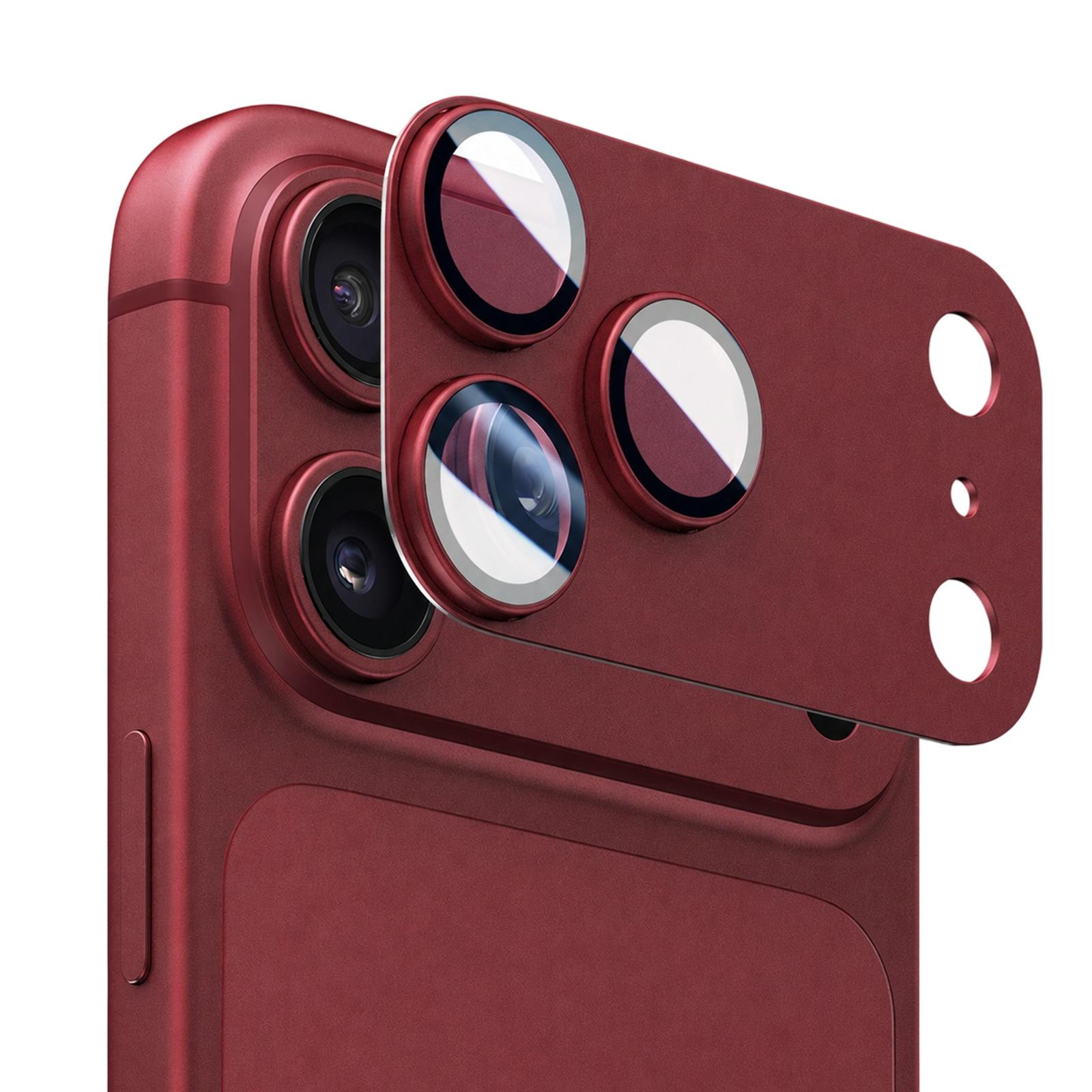 For iPhone 18 Pro Armor Full-Coverage Frosted Metal Camera Lens Protector(Red) - Shopkiz.com