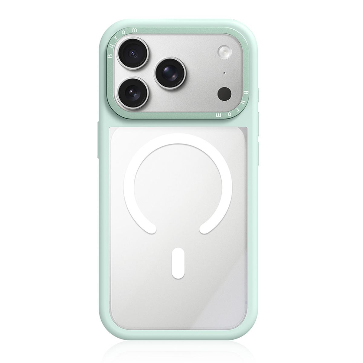 For iPhone 18 Pro Max Liquid Silicone Frame Hybrid Clear Back Panel Magnetic Phone Case(Green) - Shopkiz.com