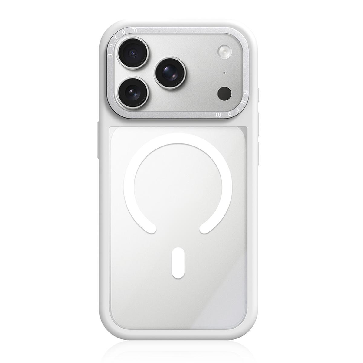 For iPhone 18 Pro Liquid Silicone Frame Hybrid Clear Back Panel Magnetic Phone Case(White) - Shopkiz.com