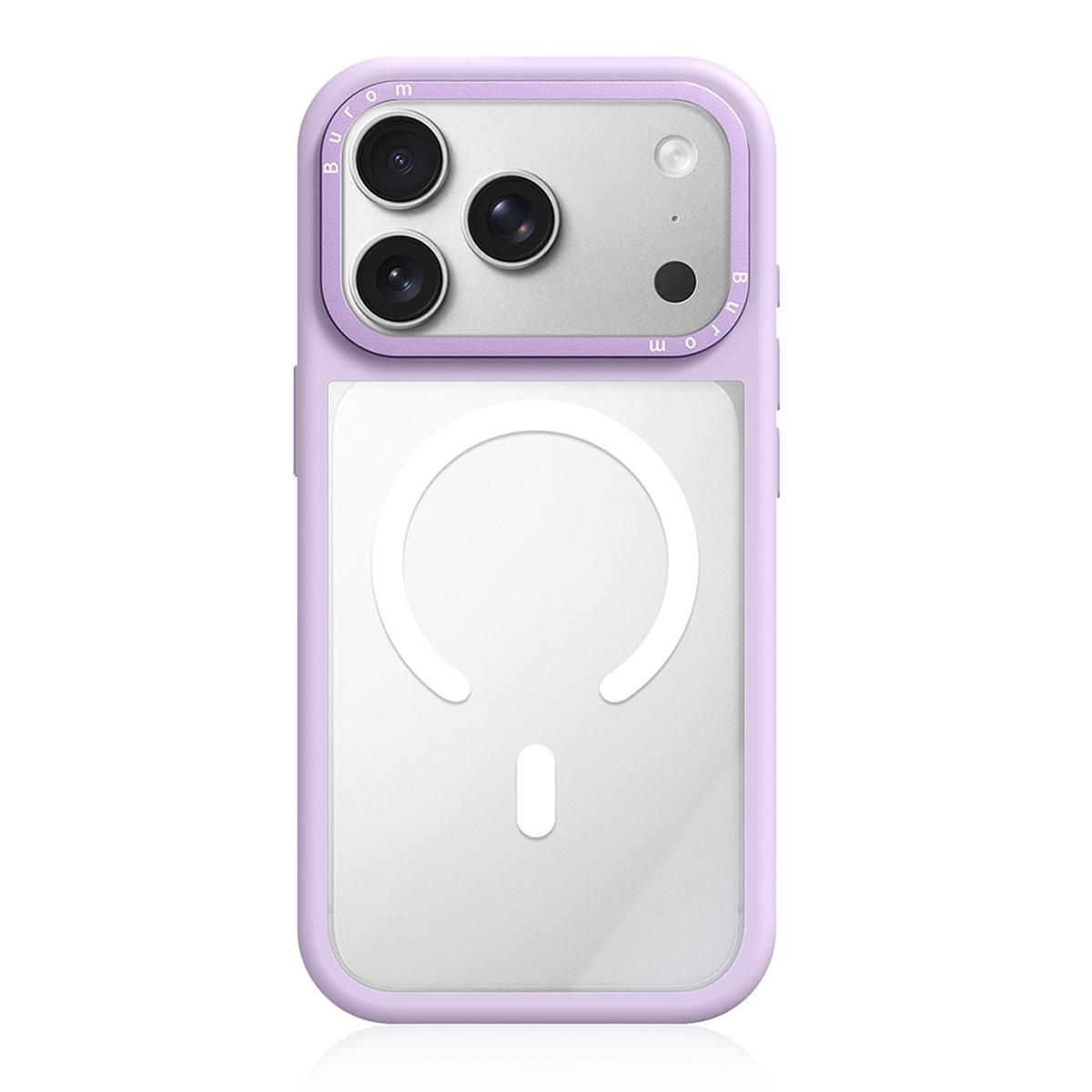 For iPhone 18 Pro Liquid Silicone Frame Hybrid Clear Back Panel Magnetic Phone Case(Purple) - Shopkiz.com