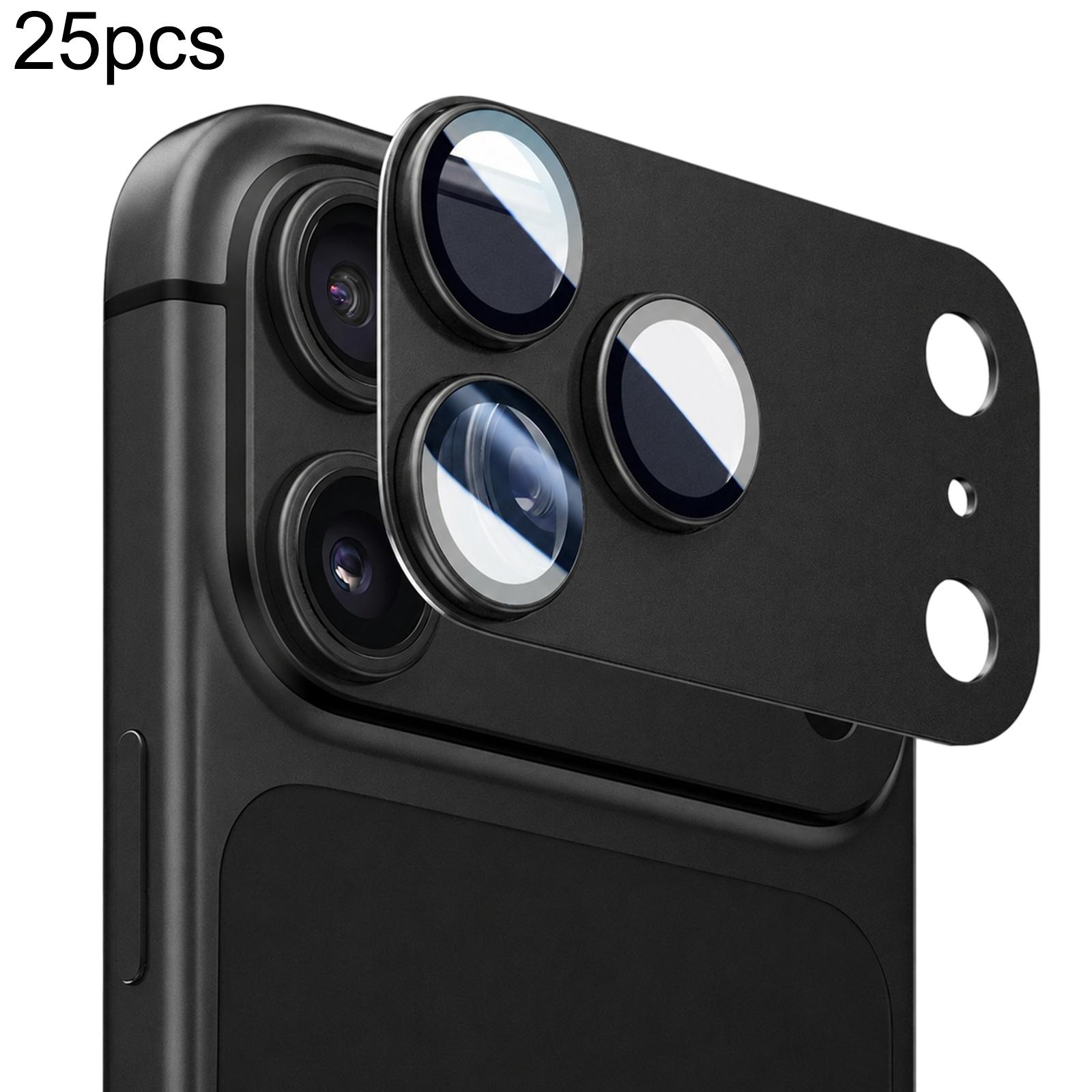 25 PCS/Pack Armor Full-Coverage Frosted Metal Camera Lens Protector For iPhone 18 Pro(Black) - Shopkiz.com
