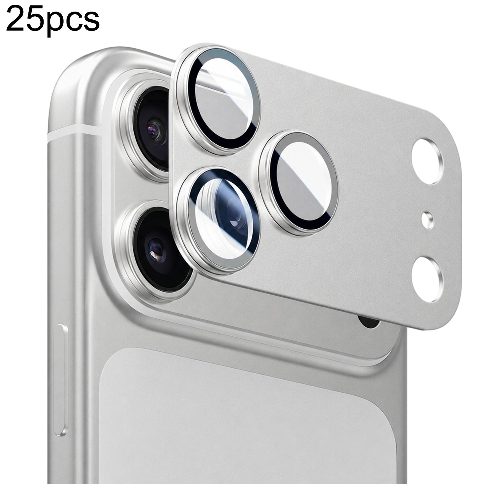 25 PCS/Pack Armor Full-Coverage Frosted Metal Camera Lens Protector For iPhone 18 Pro Max(Silver) - Shopkiz.com