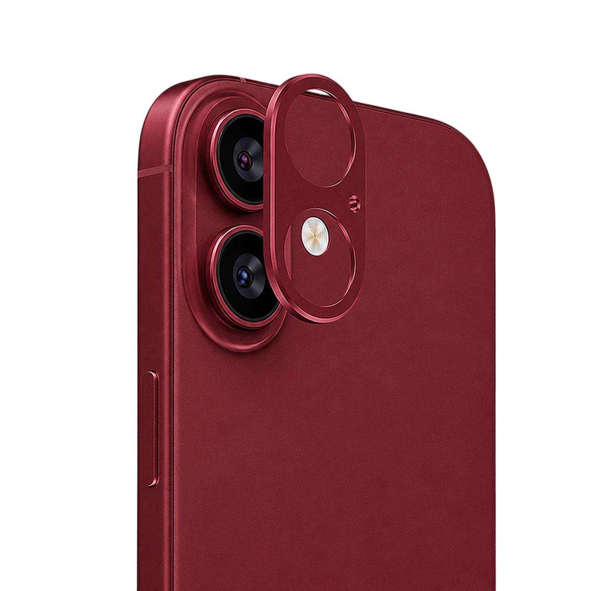 For iPhone 18 Metal Flat & Hollow Camera Lens Protector(Red) - Shopkiz.com