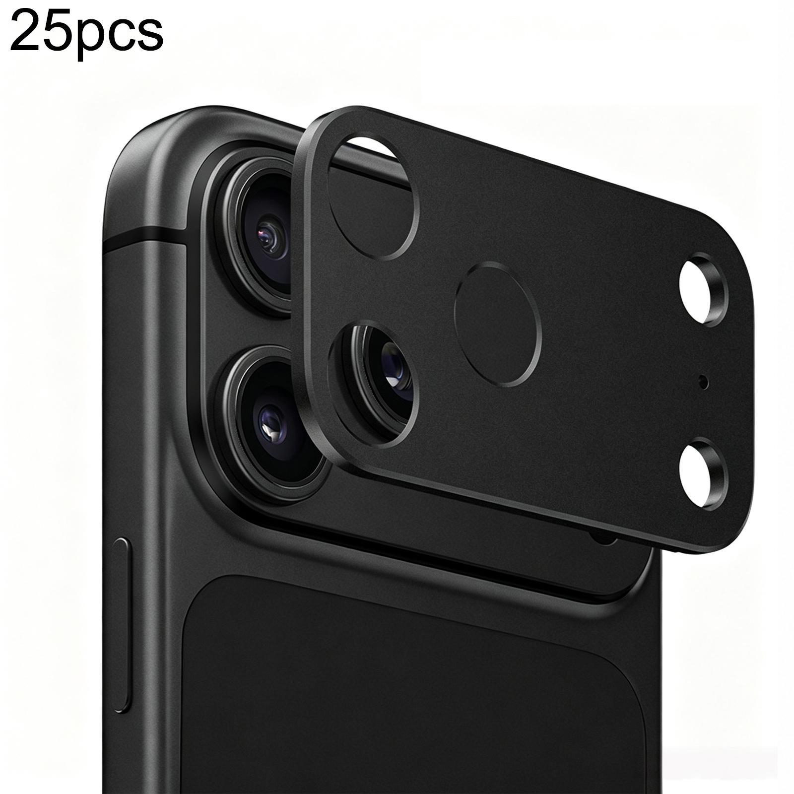 25 PCS/Pack Metal Flat & Hollow Camera Lens Protector For iPhone 18 Pro(Black) - Shopkiz.com