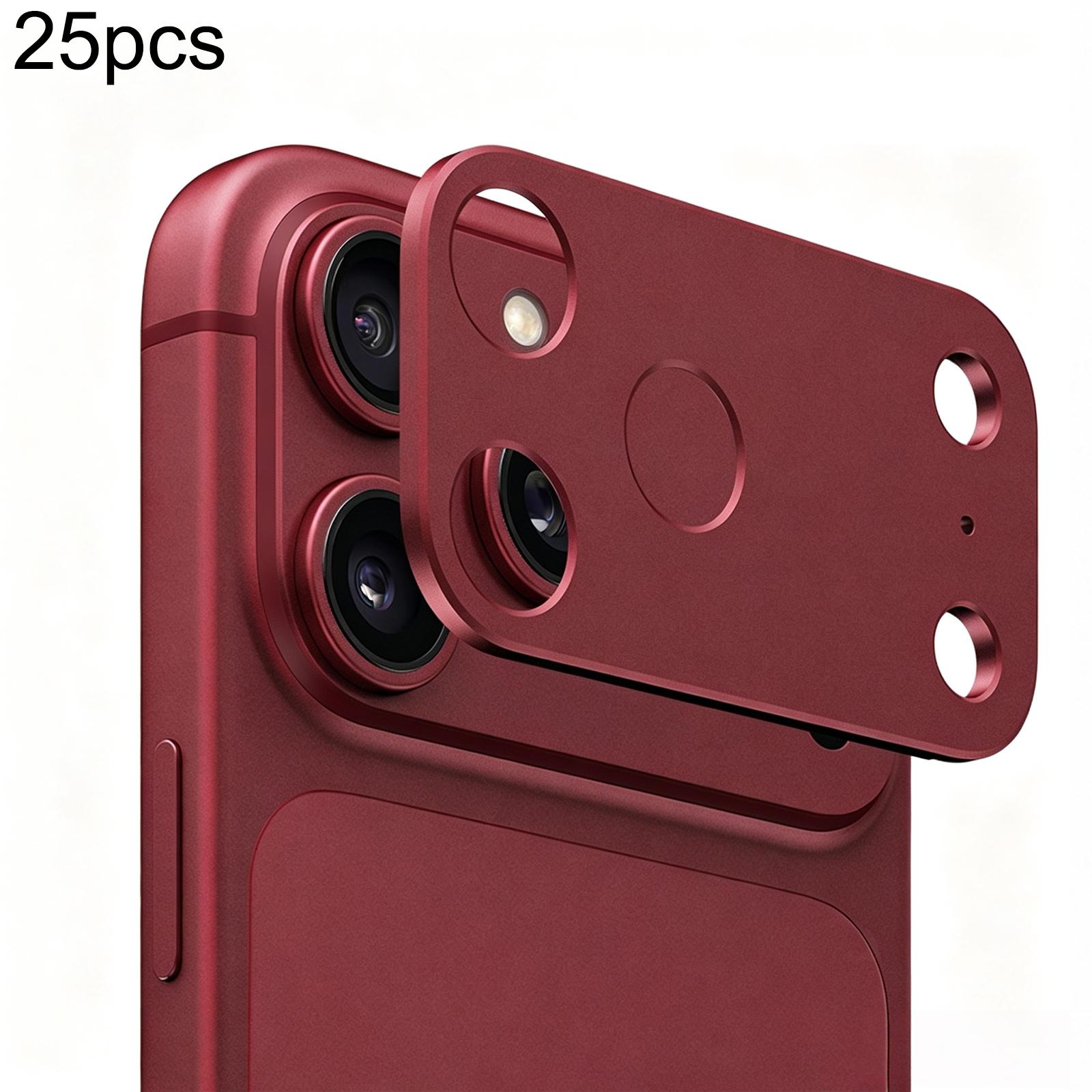 25 PCS/Pack Metal Flat & Hollow Camera Lens Protector For iPhone 18 Pro Max(Red) - Shopkiz.com