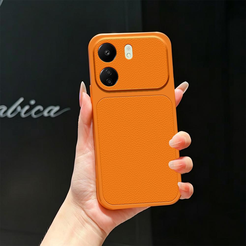For Redmi 13C 4G Lambskin Series Skin Feel Shockproof Phone Case(Orange) - Shopkiz.com