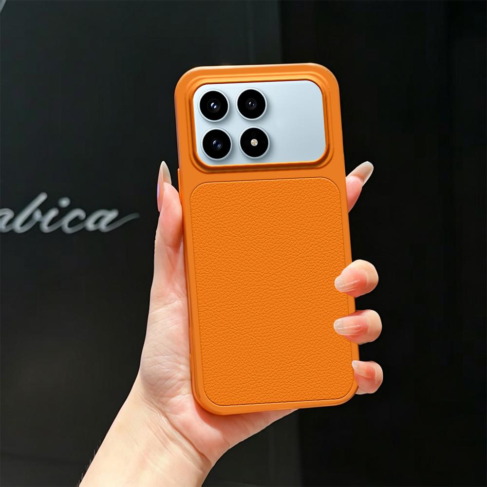 For Redmi K90 Lambskin Series Skin Feel Shockproof Phone Case(Orange) - Shopkiz.com
