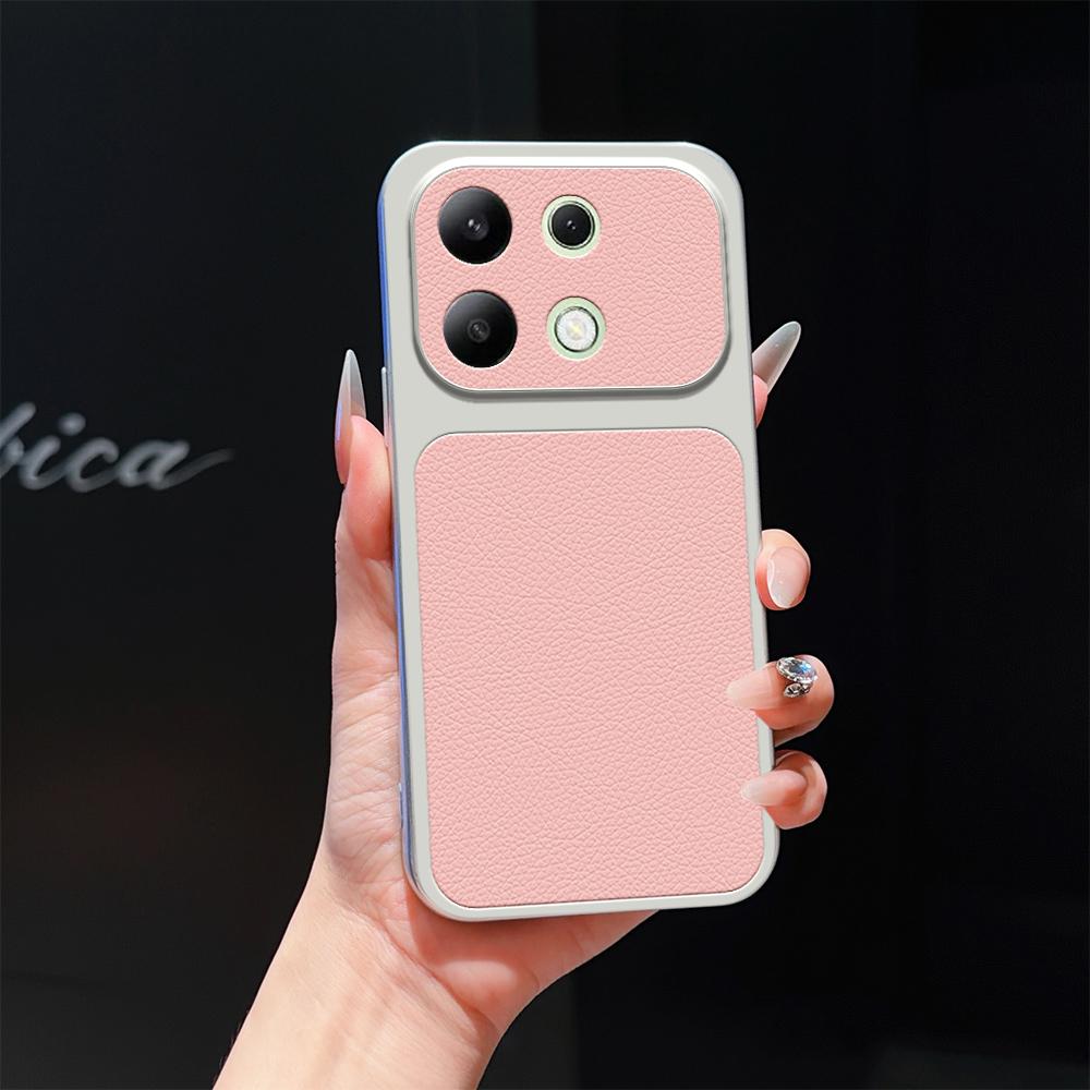 For Redmi Note 13 4G Lambskin Series Skin Feel Shockproof Phone Case(Pink) - Shopkiz.com