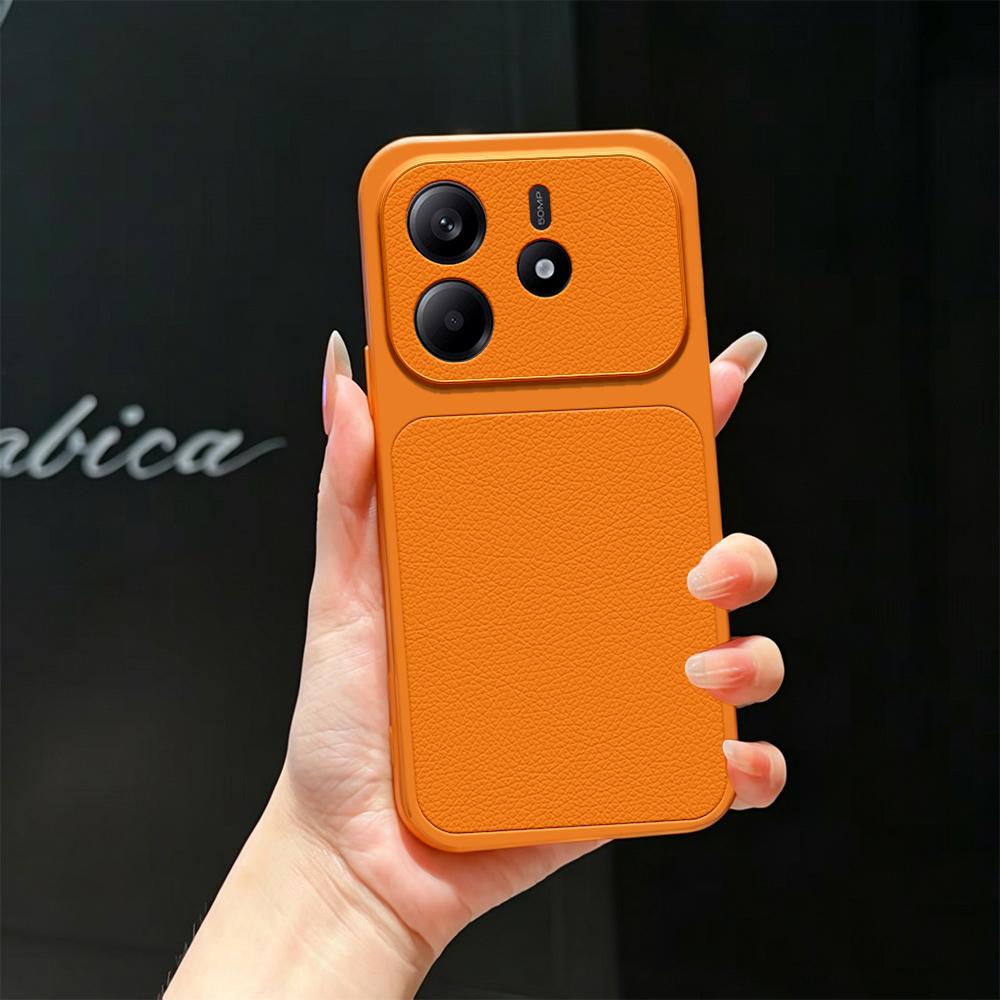 For Redmi Note 14 4G 163.25mm Lambskin Series Skin Feel Shockproof Phone Case(Orange) - Shopkiz.com