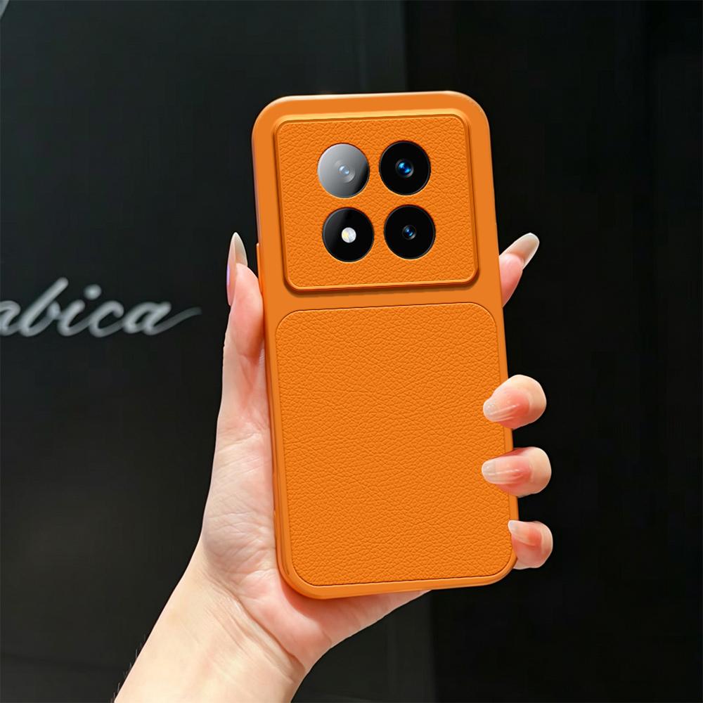 For Redmi Note 14 Pro+ 5G Lambskin Series Skin Feel Shockproof Phone Case(Orange) - Shopkiz.com