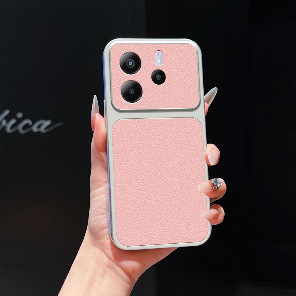 For Redmi Note 14 5G Lambskin Series Skin Feel Shockproof Phone Case(Pink) - Shopkiz.com
