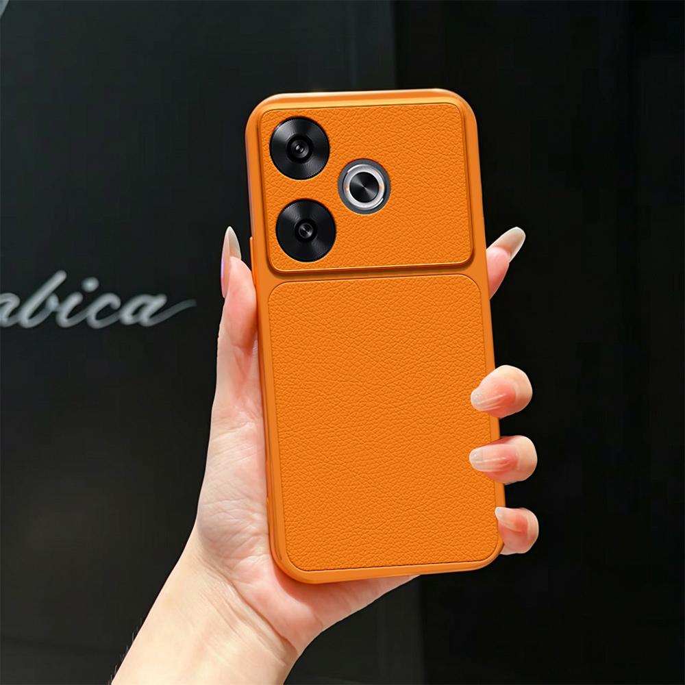 For Redmi Turbo 3 5G Lambskin Series Skin Feel Shockproof Phone Case(Orange) - Shopkiz.com