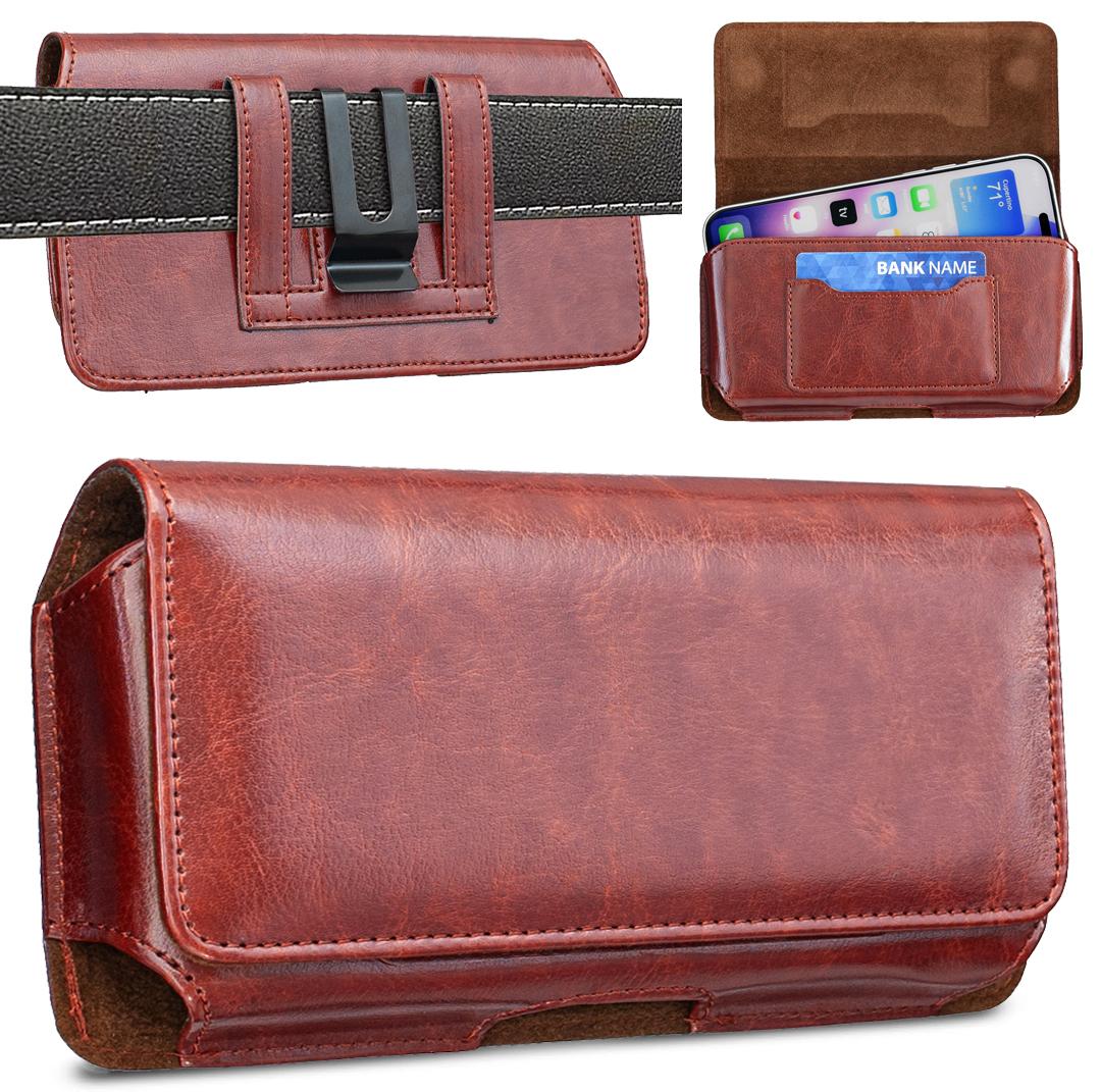 For 6.3 inch BFB17 Horizontal Vegan Leather Phone Waist Bag(Brown) - Shopkiz.com