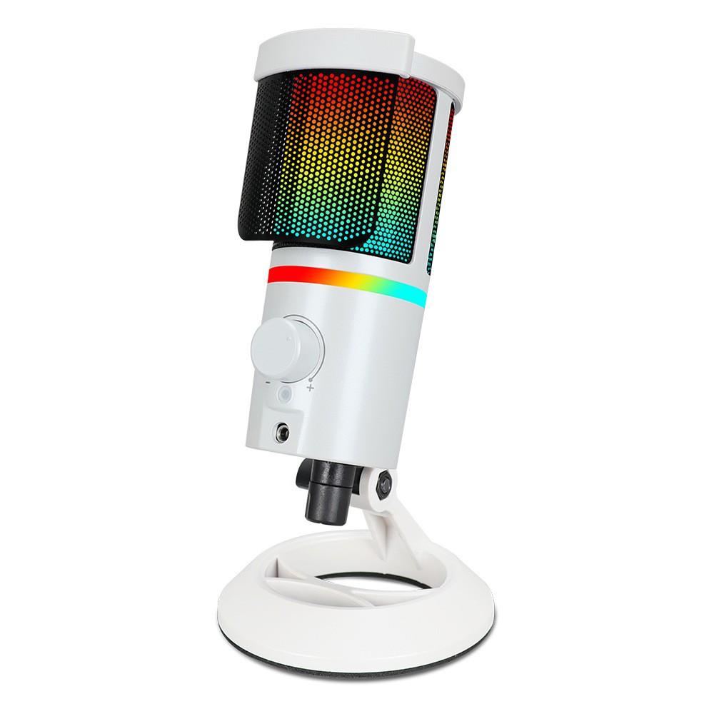 XTUGA GB2066 Portable Design RGB Lighting Condenser Desktop Microphone(White) - Shopkiz.com