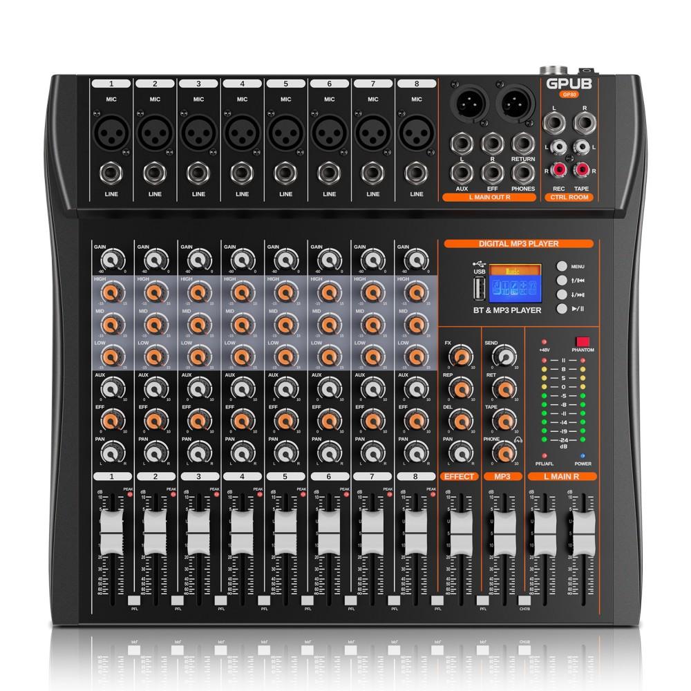 XTUGA GP80 8-Channel Professional Analog Mixer(Black) - Shopkiz.com