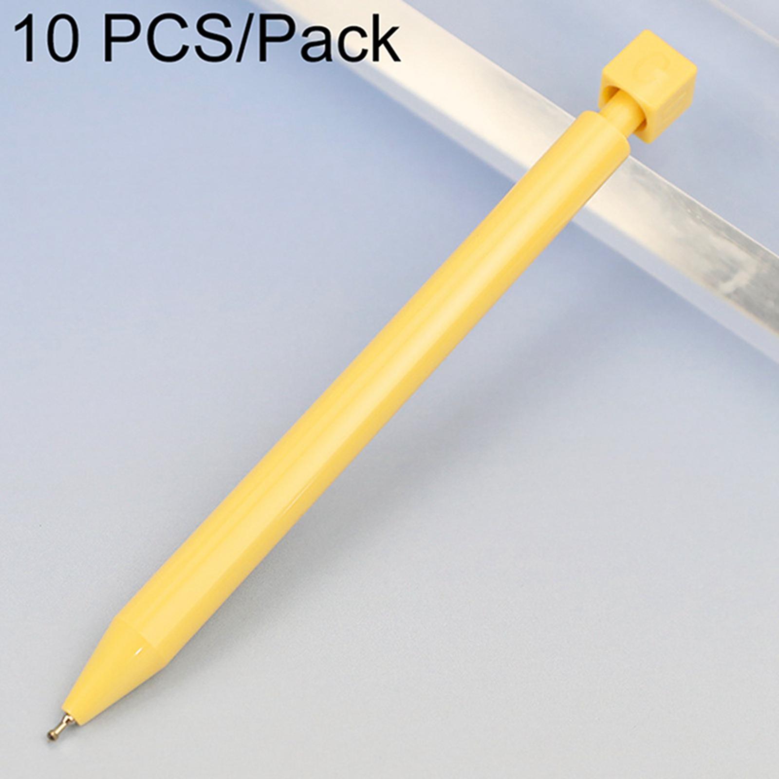 10 PCS/Pack Rotatable Dice Retractable Plastic Medium-oil Ballpoint Pen(Yellow) - Shopkiz.com