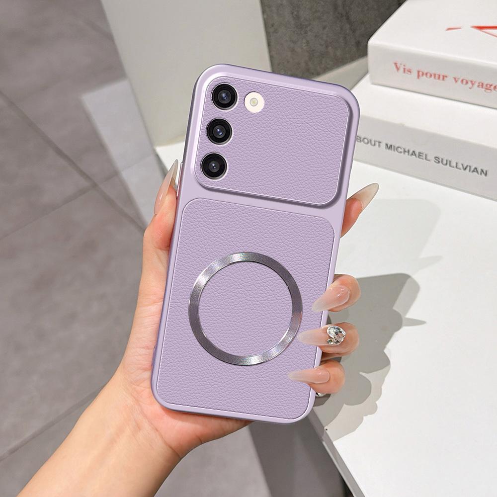 For Galaxy S23+ 5G Lambskin Series Magnetic Skin Feel Phone Case(Purple) - Shopkiz.com