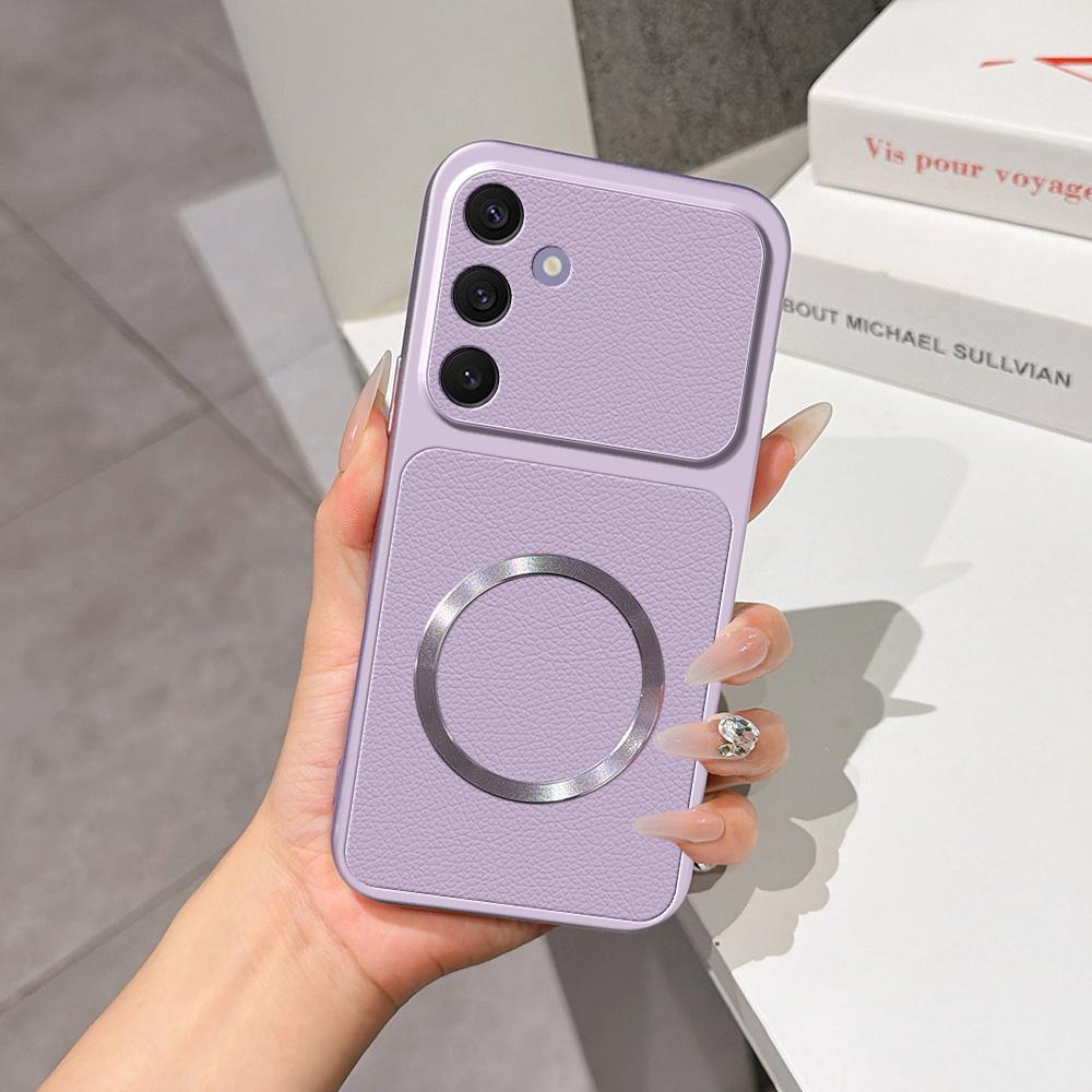 For Galaxy S24+ 5G Lambskin Series Magnetic Skin Feel Phone Case(Purple) - Shopkiz.com