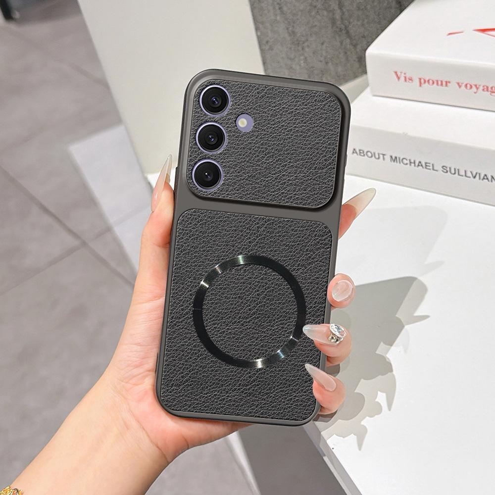 For Galaxy S25+ 5G Lambskin Series Magnetic Skin Feel Phone Case(Black) - Shopkiz.com