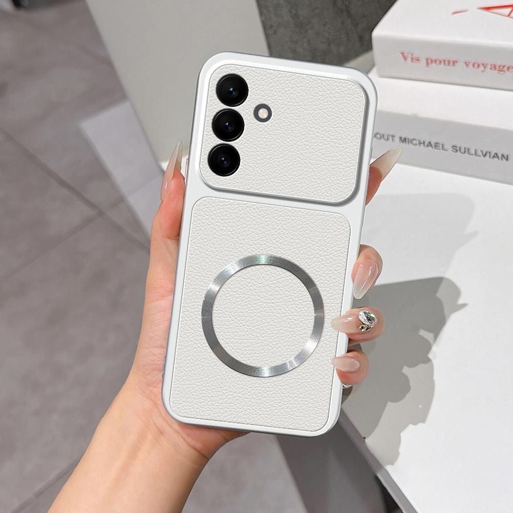 For Galaxy S26 FE 5G Lambskin Series Magnetic Skin Feel Phone Case(Silver) - Shopkiz.com