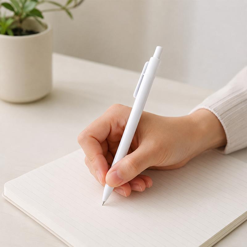 10 PCS/Pack Retractable Minimalist White Ballpoint Pen, Specification:1.0mm Bullet Tip(Blue) - Shopkiz.com