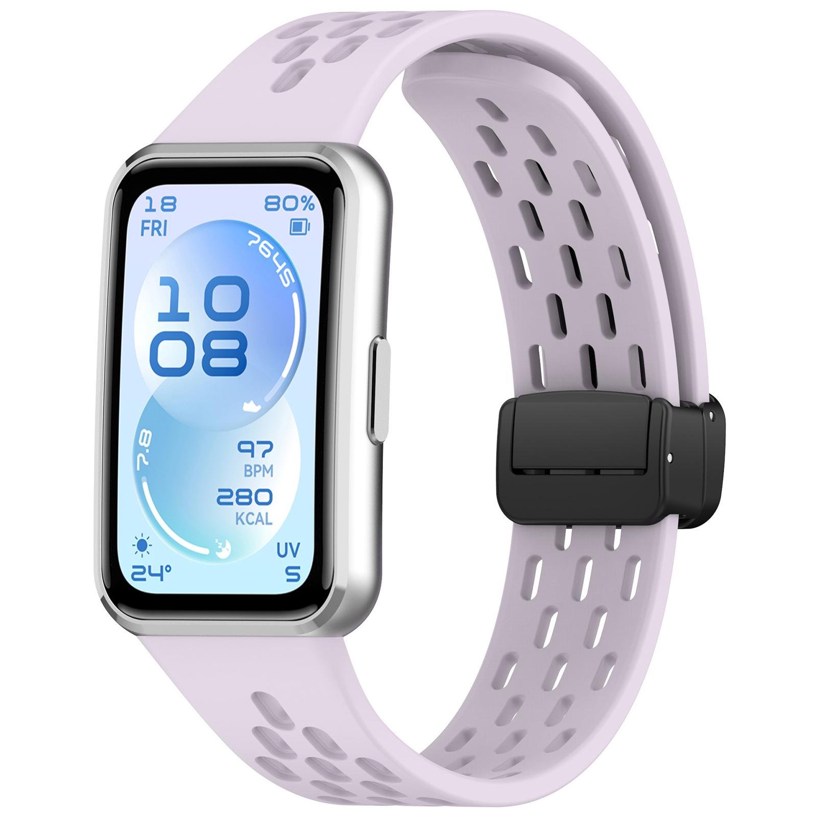 For Huawei Band 11 Pro / 11 Pro NFC / 11 xDfind Hole Breathable Magnetic Buckle Silicone Watch Band(Purple) - Shopkiz.com