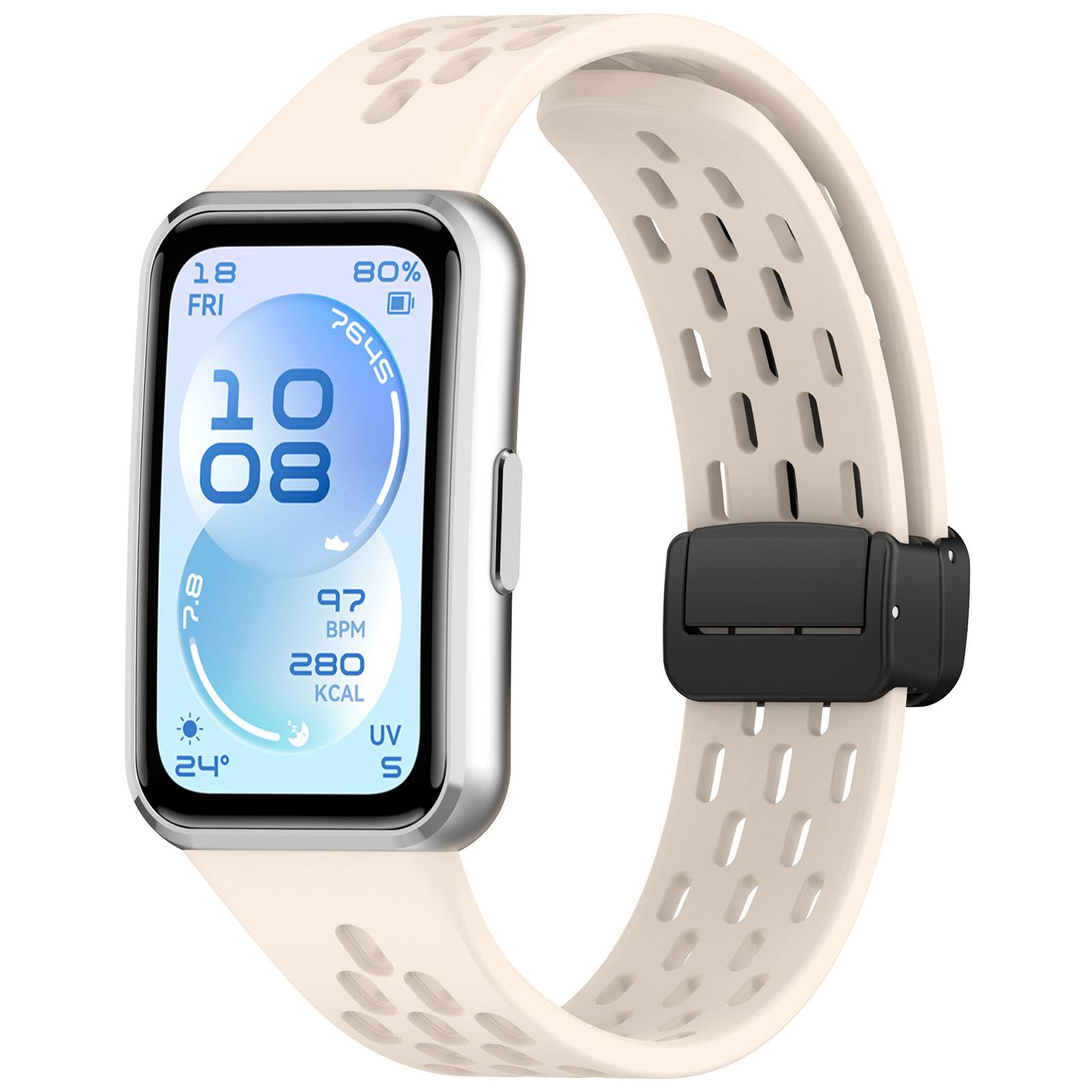 For Huawei Band 11 Pro / 11 Pro NFC / 11 xDfind Hole Breathable Magnetic Buckle Silicone Watch Band(Starlight) - Shopkiz.com