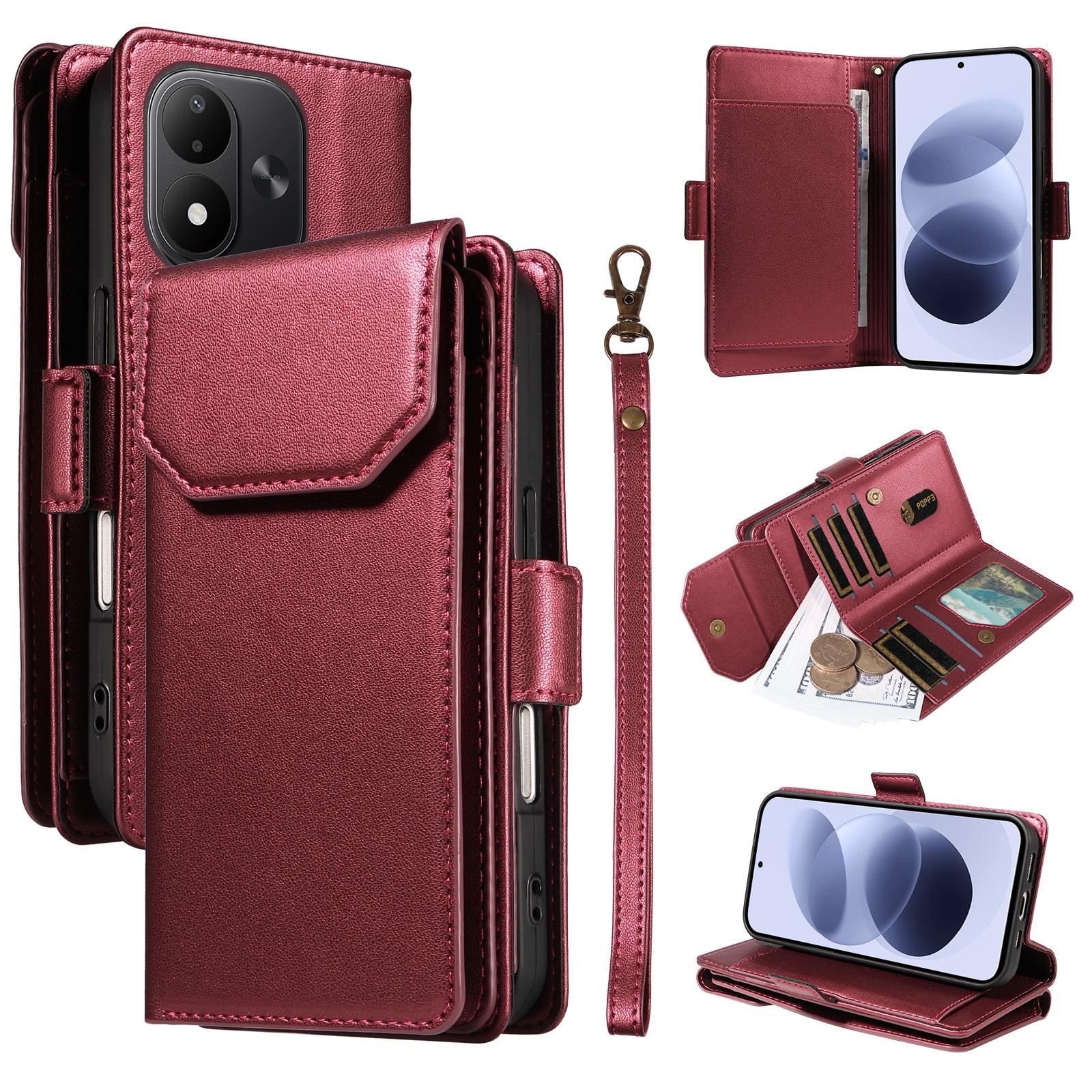 For Redmi Note 17 5G/4G Global 171mm Multi Card Wallet Leather Phone Case with Strap(Red) - Shopkiz.com