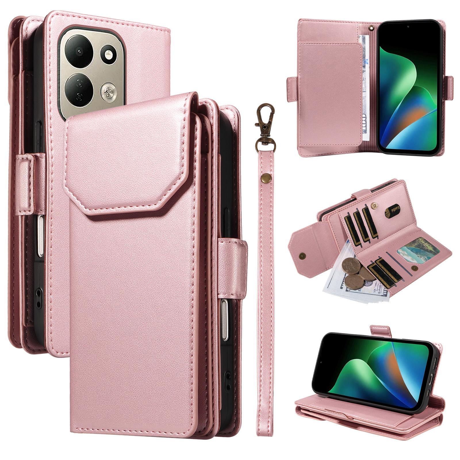For Redmi 17 5G / 4G Global 170mm Multi Card Wallet Leather Phone Case with Strap(Rose Gold) - Shopkiz.com