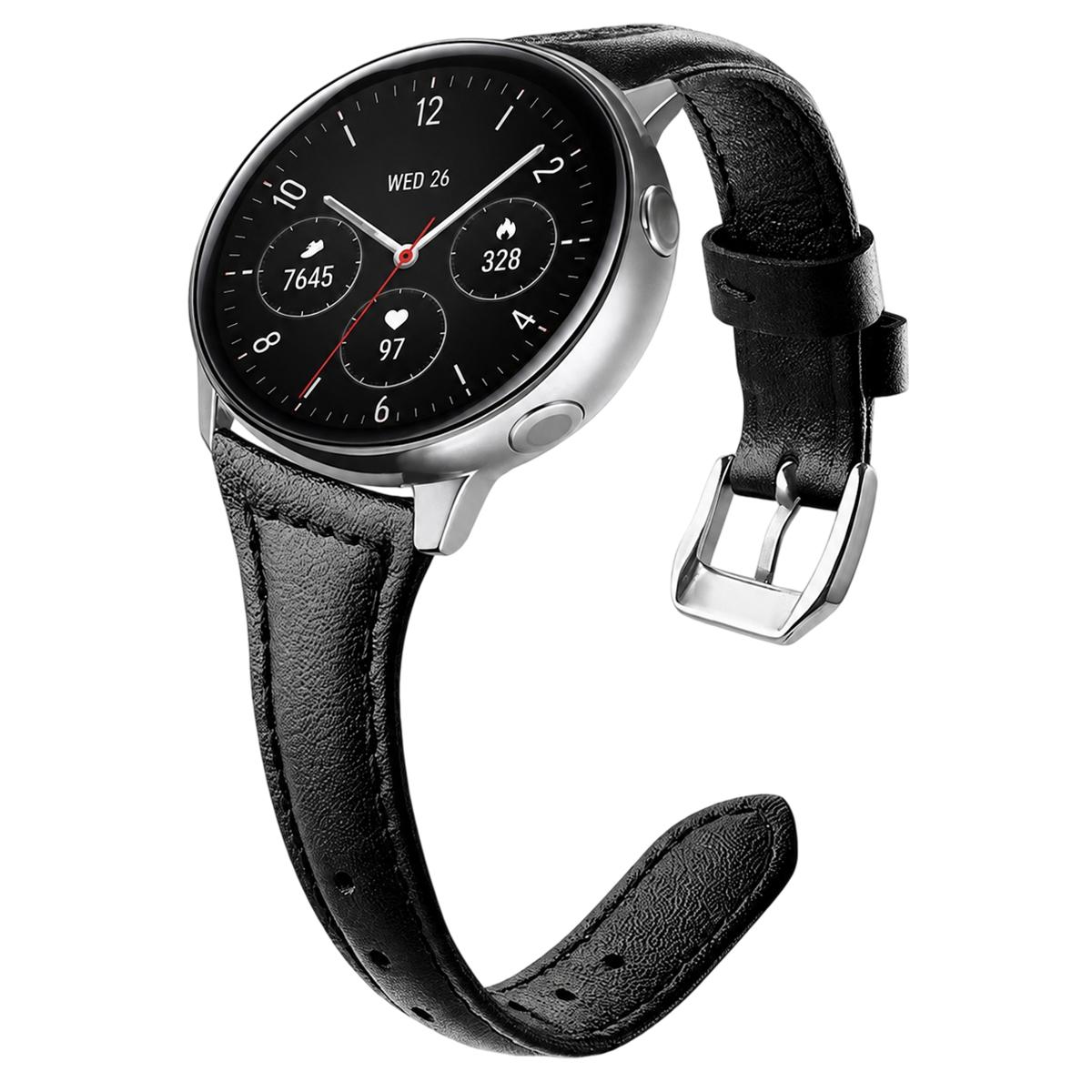 22mm xDfind Universal Straight Lug Ends Slim Waist Vegan Leather Watch Band(Black) - Shopkiz.com