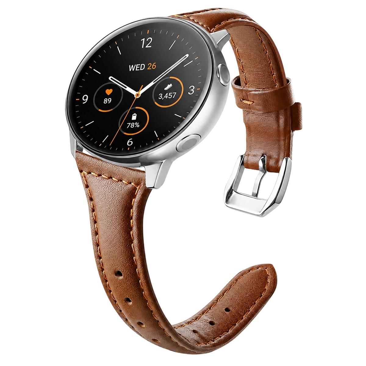 22mm xDfind Universal Straight Lug Ends Slim Waist Vegan Leather Watch Band(Brown) - Shopkiz.com