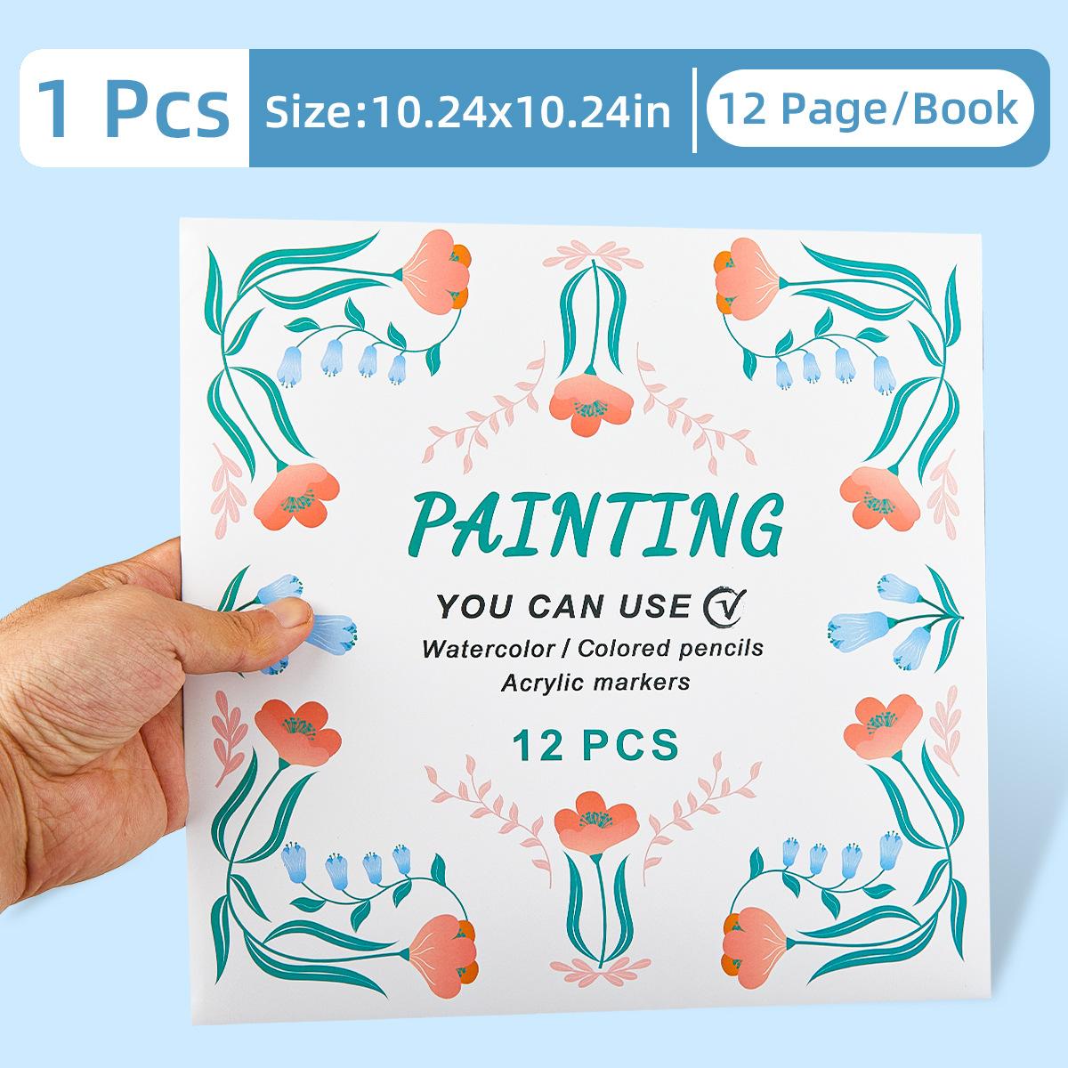 DIY Doodle & Stress-Relief Painting Coloring Book for Kids 12-Page(Flowers-A) - Shopkiz.com