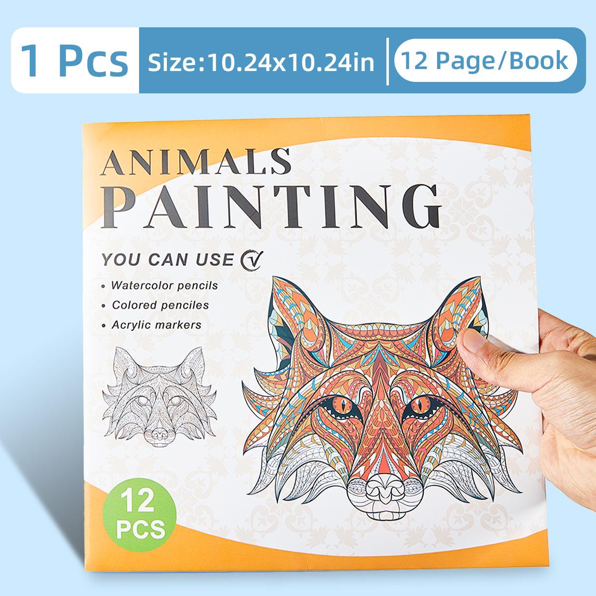 DIY Doodle & Stress-Relief Painting Coloring Book for Kids 12-Page(Fox) - Shopkiz.com